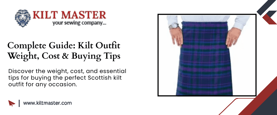 Traditional Scottish kilt outfit with sporran, jacket, and accessories.