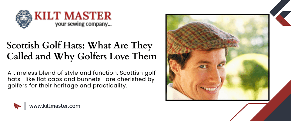 Traditional Scottish golf flat cap made of tweed