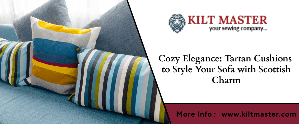 Elegant tartan cushions arranged on a modern sofa