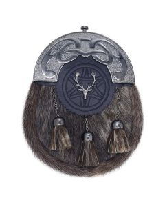 Antique Scottish Seal Skin Sporran with Stag Head Cantle