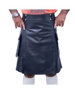 Black Leather Kilt Utility Style