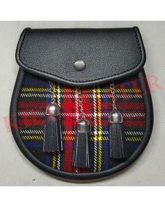 Black Stewart Tartan Sporran Front Photo