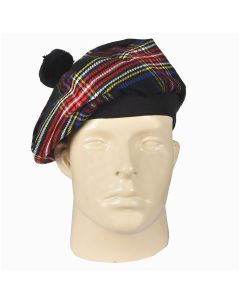 Black Stewart Tartan Tammy Hat Front