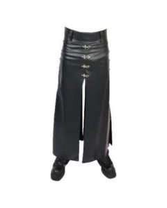 Black Leather Long Hip Kilt