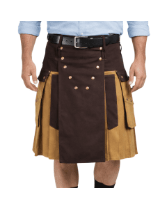 Brown and Khaki Utility Kilt