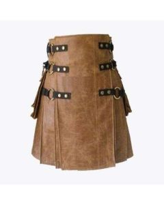Brown Genuine Leather Kilt