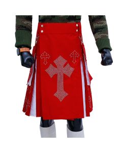 Christmas Utility Kilt with Rhinestone Cross