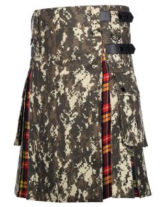 Digital Camo Kilt With Buchanan Tartan Pleats
