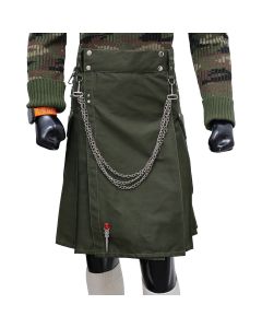 Fashion Olive Green Utility Kilt
