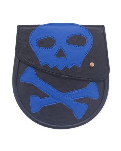 Gothic Real Black and Blue Leather Sporran with Sewn 