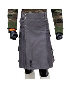 Grey Working Kilt with Round Pocket
