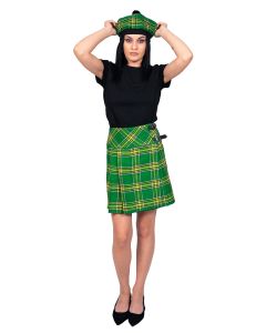 Irish Green Tartan Skirt Front Side