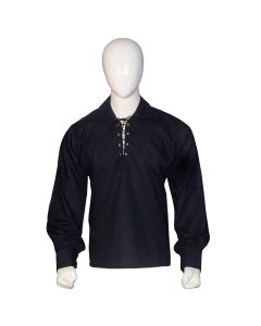 Jacobite Ghillie Kilt Shirt Black Front