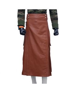 Long Brown Leather Kilt