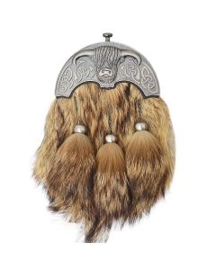 Scottish Fox Fur Sporran Chrome Cantle Three Tassels 