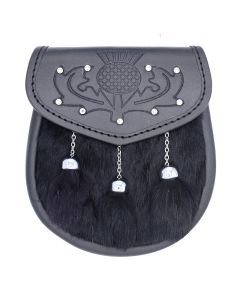 Semi  Dress Scottish Black Leather Seal Skin Sporran