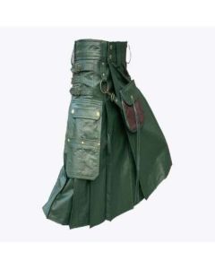 Stylish Green Leather Kilt