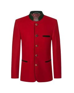 Traditional Bavarian Red Loden Wool Jacket