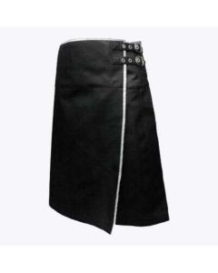 White Trim Leather Kilt for men