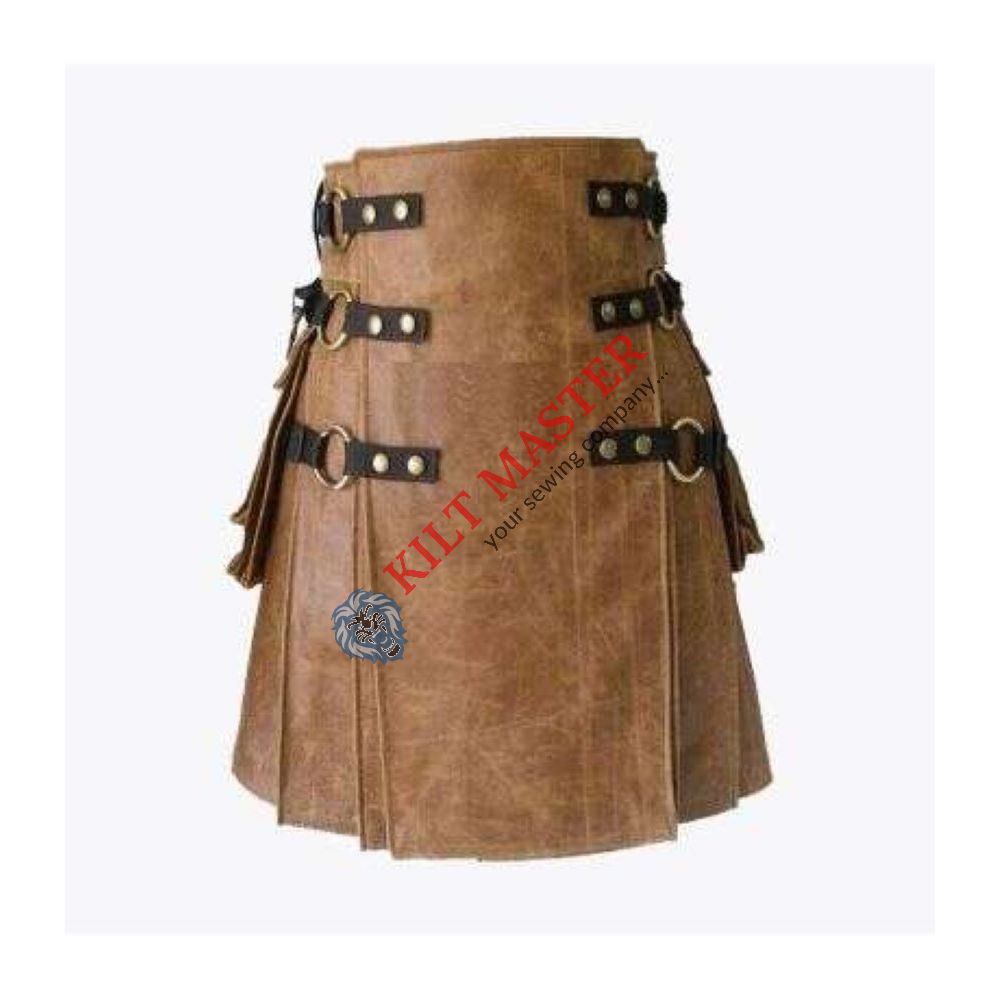 Brown Genuine Leather Kilt