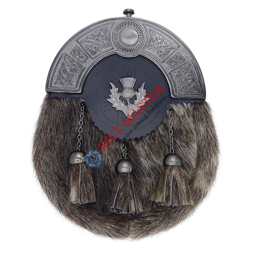 Formal Seal Skin Sporran Antique Thistle Badge Photo