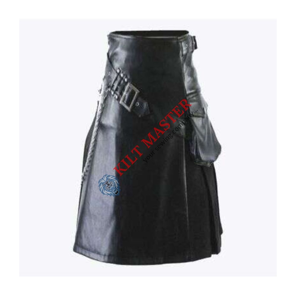 Gladiator Black Leather Kilt
