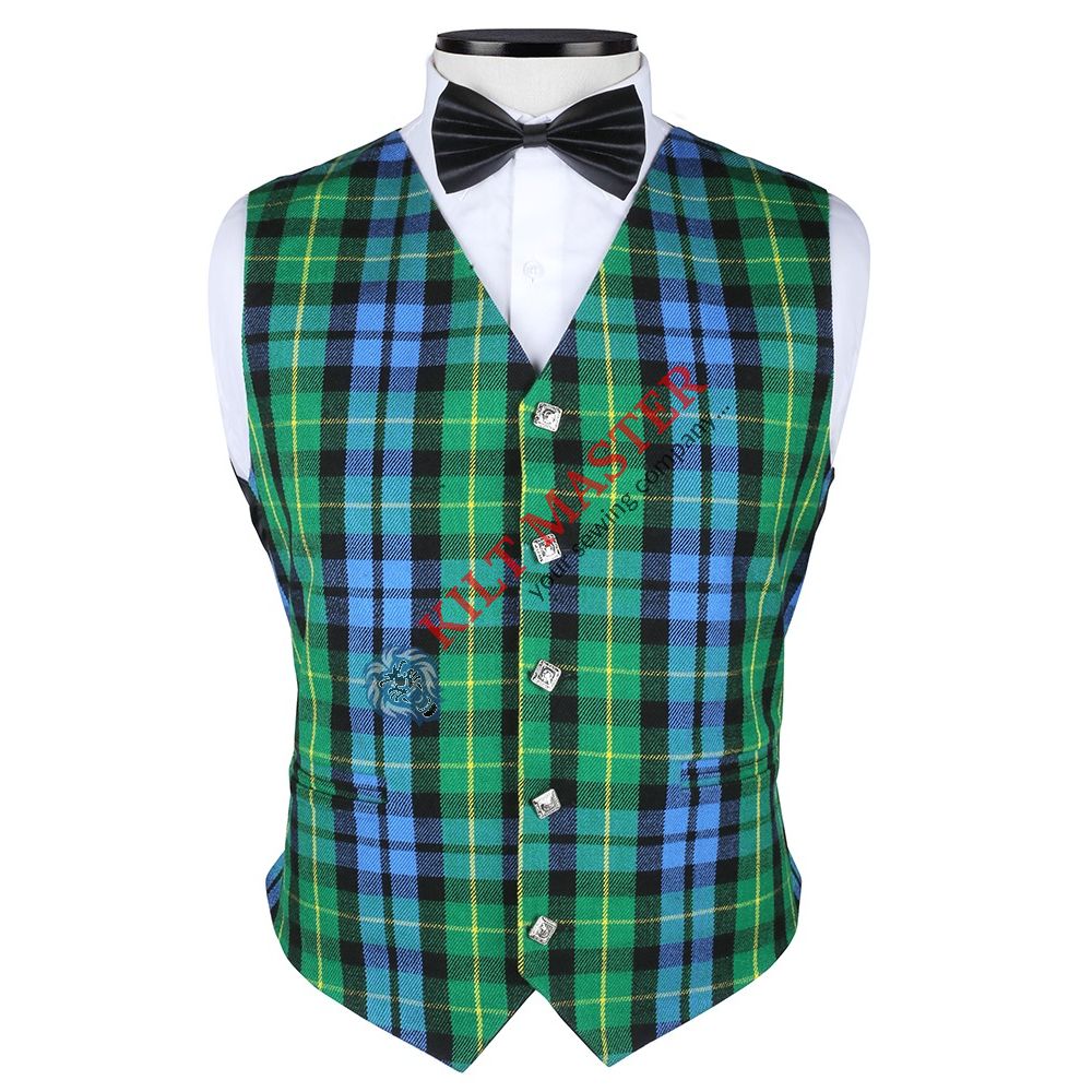 Green Clan Tartan Vest Front