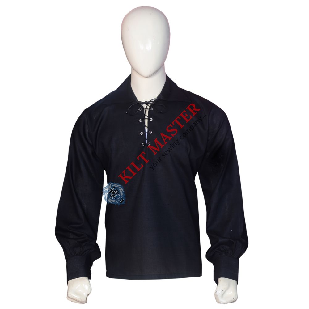 Jacobite Ghillie Kilt Shirt Black Front
