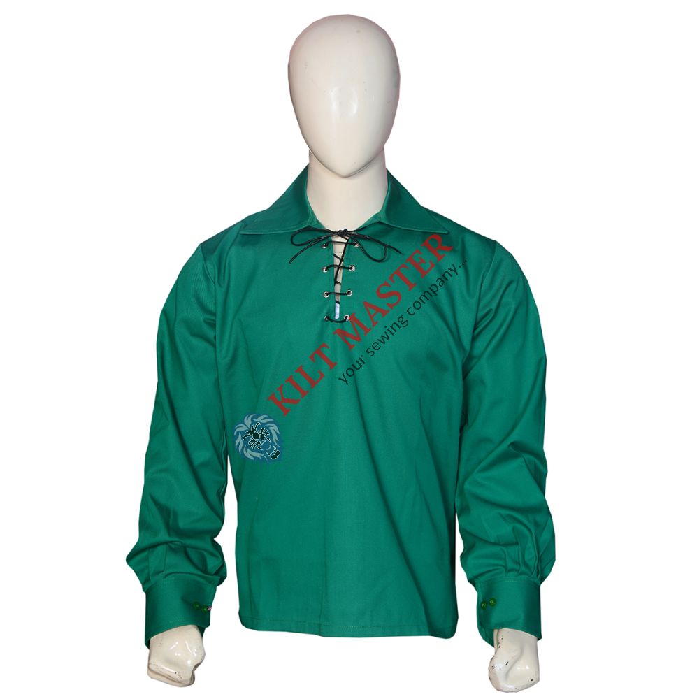 Jacobite Ghillie Kilt Shirt Sea Green Front