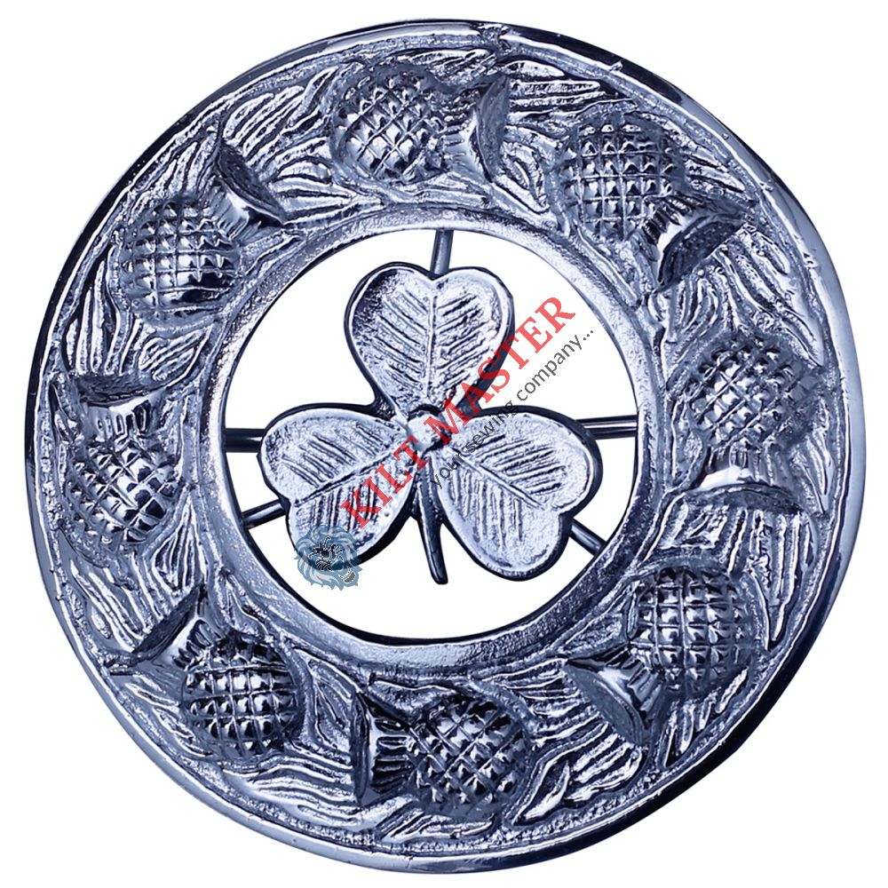 Shamrock Kilt Fly Plaid Brooch Front